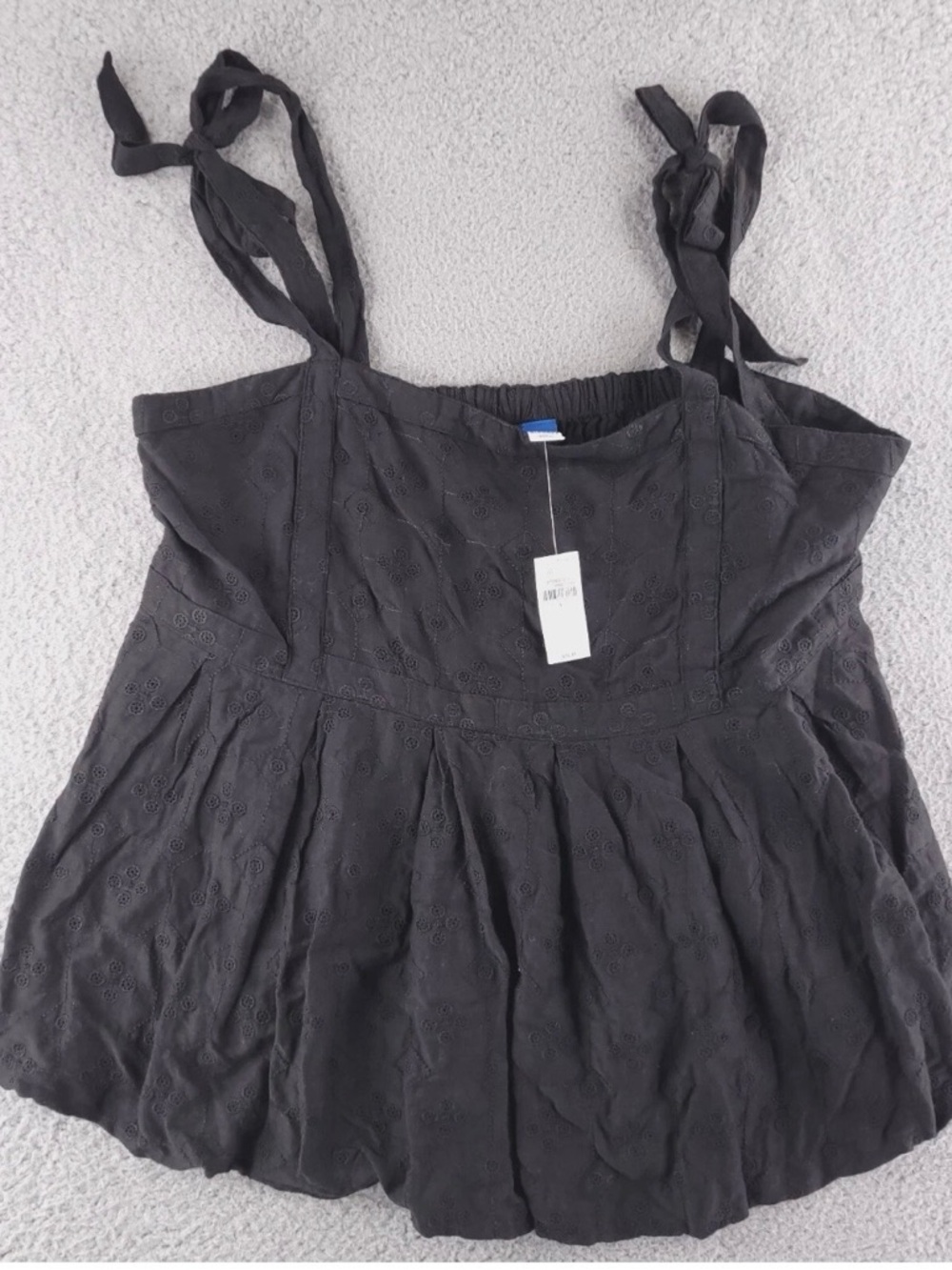 Old Navy Bubble Hem Black Floral Camisol Tank Top Ties Blouse- 2X